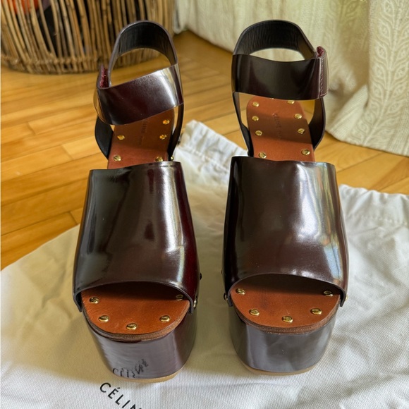 Céline Phoebe Philo Rare clogs platforms Spazzolato leather sandals 38 EU 8 - Picture 12 of 13